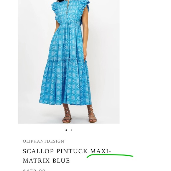 Oliphant Cotton. Scallop Pintuck Maxi- Matrix Blue XS. NWOT - Picture 4 of 6